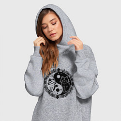 Женское худи-платье Две кошки инь янь, цвет: меланж — фото 2