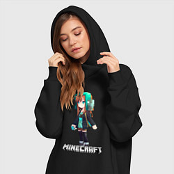 Женское худи-платье Minecraft девушка в наушниках, цвет: черный — фото 2
