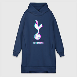 Женское худи-платье Tottenham FC в стиле glitch, цвет: тёмно-синий