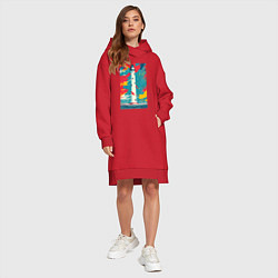 Женское худи-платье Маяк в красках, цвет: красный — фото 2