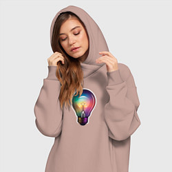 Женское худи-платье Радужная электрическая лампочка, цвет: пыльно-розовый — фото 2