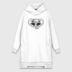 Женская толстовка-платье Слоненок в панаме и очках