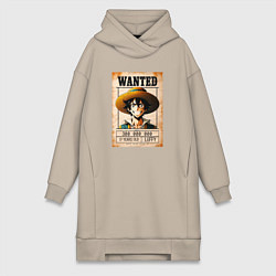 Женское худи-платье Ван Пис - розыск, цвет: миндальный