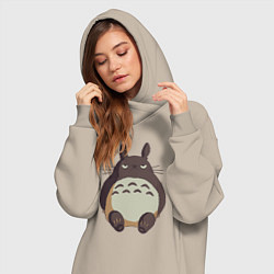 Женское худи-платье Суровый Тоторо, цвет: миндальный — фото 2
