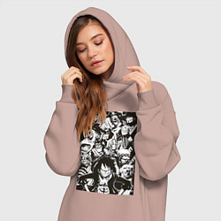 Женское худи-платье Ван Пис Луффи Монки Д Зоро Ророноа, цвет: пыльно-розовый — фото 2