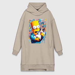 Женская толстовка-платье Bart Simpson with a kitten - ai art