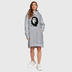 Женское худи-платье Черно-белый силуэт Че Гевара, цвет: меланж — фото 2