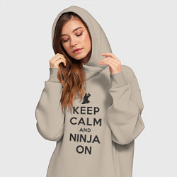 Женское худи-платье Keep calm and ninja on, цвет: миндальный — фото 2