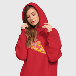 Женское худи-платье Скелет пиццеед, цвет: красный — фото 2