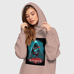 Женское худи-платье Assassins creed тайные секреты, цвет: пыльно-розовый — фото 2