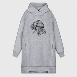 Женская толстовка-платье Баран в новогоднем колпаке