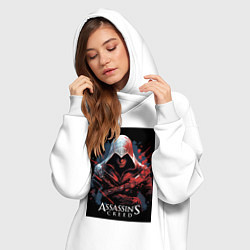 Женское худи-платье Assassins creed красные пятна, цвет: белый — фото 2