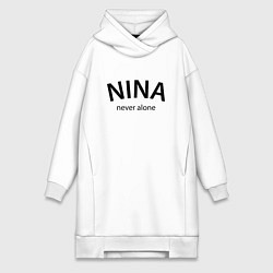 Женское худи-платье Nina never alone - motto, цвет: белый