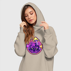 Женское худи-платье Череп и грибочки, цвет: миндальный — фото 2