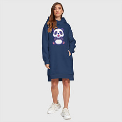 Женское худи-платье Удивлённая панда, цвет: тёмно-синий — фото 2