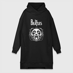 Женское худи-платье The Beatles rock panda, цвет: черный