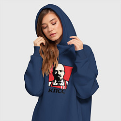 Женское худи-платье Владимир Ленин революционер, цвет: тёмно-синий — фото 2