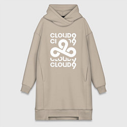 Женское худи-платье Cloud9 - in logo, цвет: миндальный