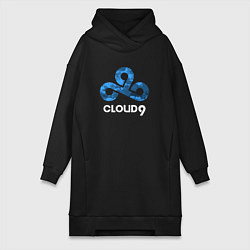 Женское худи-платье Cloud9 - blue cloud logo, цвет: черный