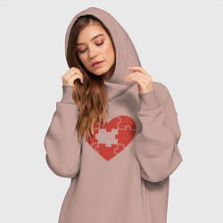Женское худи-платье Puzzle heart, цвет: пыльно-розовый — фото 2