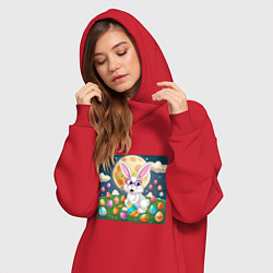 Женское худи-платье Зайчик ботаник, цвет: красный — фото 2