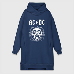 Женское худи-платье AC DC rock panda, цвет: тёмно-синий