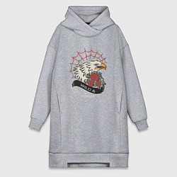 Женское худи-платье Орёл дух свободы, цвет: меланж