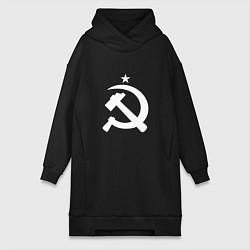 Женское худи-платье Белый серп и молот, цвет: черный