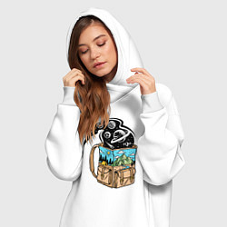 Женское худи-платье Космос в рюкзаке, цвет: белый — фото 2