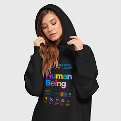 Женское худи-платье Человеческое существо - human being, цвет: черный — фото 2