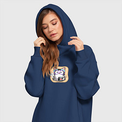 Женское худи-платье Кошка фотограф, цвет: тёмно-синий — фото 2