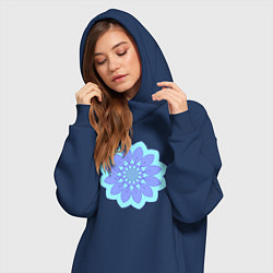 Женское худи-платье Сиреневая мандала цветок, цвет: тёмно-синий — фото 2