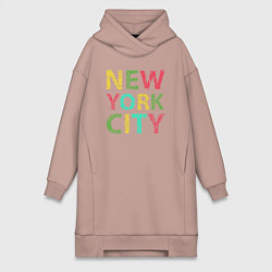 Женское худи-платье New York city colors, цвет: пыльно-розовый