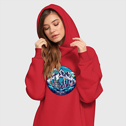 Женское худи-платье Город Нальчик, цвет: красный — фото 2