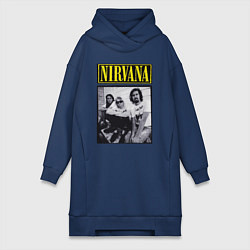Женское худи-платье Нирвана группа, цвет: тёмно-синий