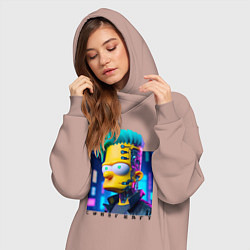 Женское худи-платье Кибер Барт - нейросеть фантазия, цвет: пыльно-розовый — фото 2