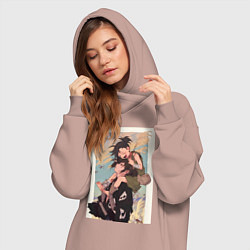 Женское худи-платье Хяккимару Дороро воин, цвет: пыльно-розовый — фото 2