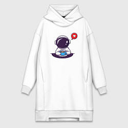 Женское худи-платье Космический кофе, цвет: белый