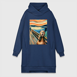 Женское худи-платье Капибара кричит - мем нейросеть, цвет: тёмно-синий