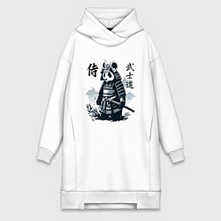 Женское худи-платье Panda samurai - bushido ai art fantasy, цвет: белый