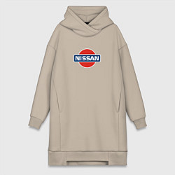 Женское худи-платье Nissan avto brend, цвет: миндальный