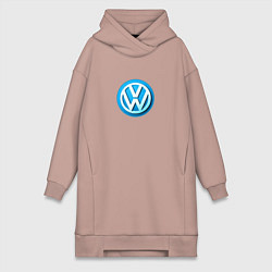 Женское худи-платье Volkswagen logo blue, цвет: пыльно-розовый