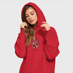 Женское худи-платье Гранатовое сердце, цвет: красный — фото 2