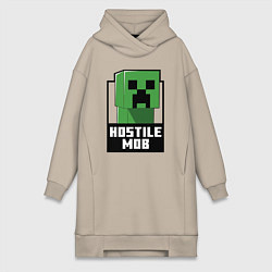 Женское худи-платье Minecraft hostile mob, цвет: миндальный