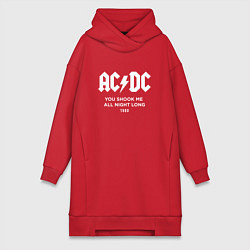 Женское худи-платье AC DC - You shook me all night long 1980, цвет: красный