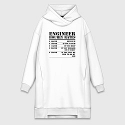 Женское худи-платье Engineer hourly rates, цвет: белый