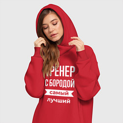 Женское худи-платье Тренер с бородой, цвет: красный — фото 2