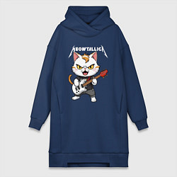 Женское худи-платье Meowtallica rock, цвет: тёмно-синий