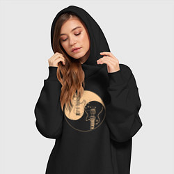 Женское худи-платье Инь ян гитарки, цвет: черный — фото 2