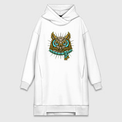Женское худи-платье Сова в шарфике, цвет: белый